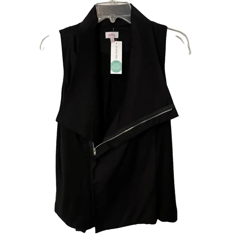 Stitch Fix Pixley Malynn Soft Moto Vest for Asymmetrical Zip Front M Black - Picture 5 of 16